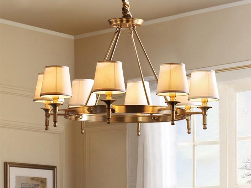 5 Arm Sculptural Brass Chandelier