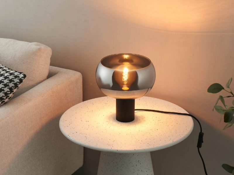 Modern Elegance: Smoked Acrylic Globe Table Lamp