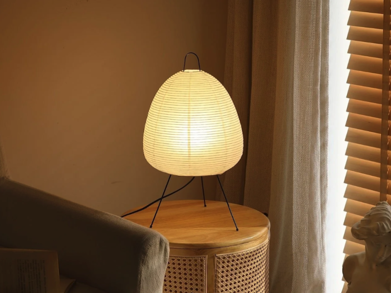 Create a Cozy Japandi Reading Corner with a Linen Shade Table Lamp