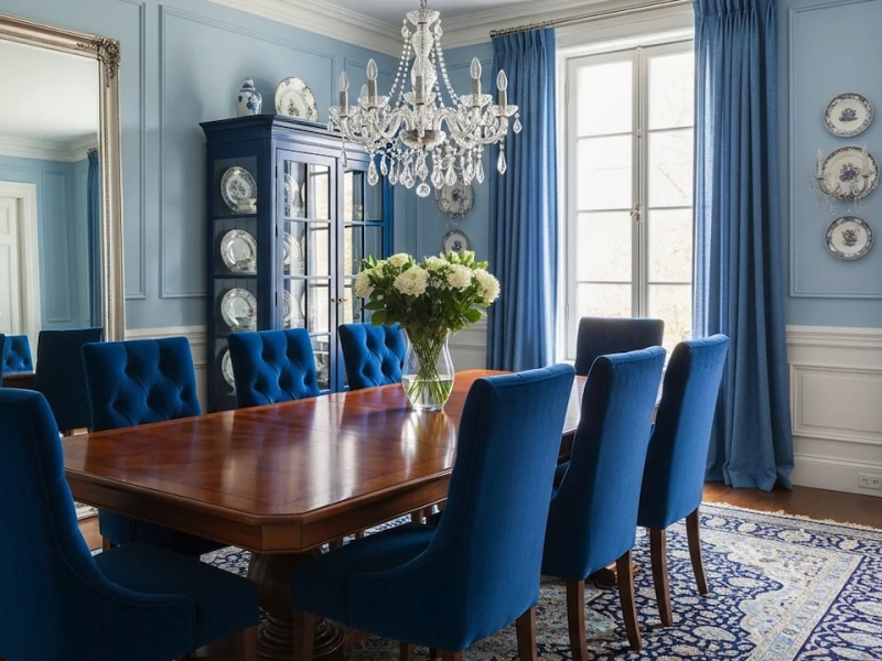 Stunning Moody Blue Dining Room Chandelier