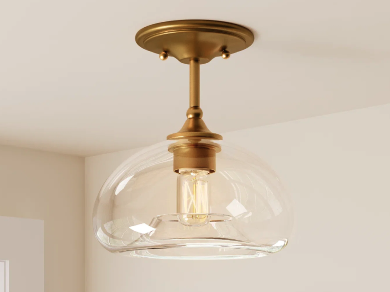 Stylish Colored Glass Semi Flush Light Dome